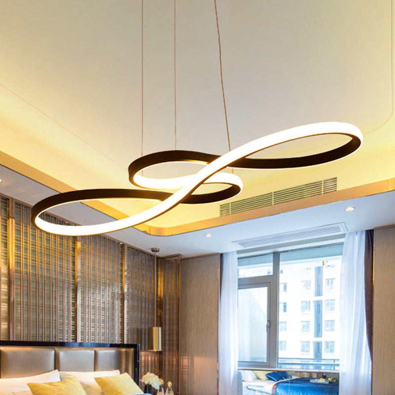 Modernism LED Ceiling Pendant with Acrylic Shade Black/White/Gold Twisted Hanging Lamp in Warm/White/Natural Light, 29.5"/39" Wide Clearhalo 'Ceiling Lights' 'Modern Pendants' 'Modern' 'Pendant Lights' 'Pendants' Lighting' 678504