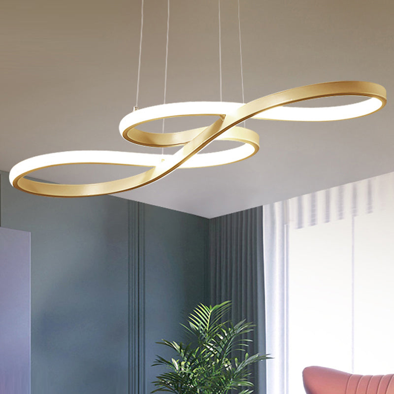 Modernism LED Ceiling Pendant with Acrylic Shade Black/White/Gold Twisted Hanging Lamp in Warm/White/Natural Light, 29.5"/39" Wide Clearhalo 'Ceiling Lights' 'Modern Pendants' 'Modern' 'Pendant Lights' 'Pendants' Lighting' 678505