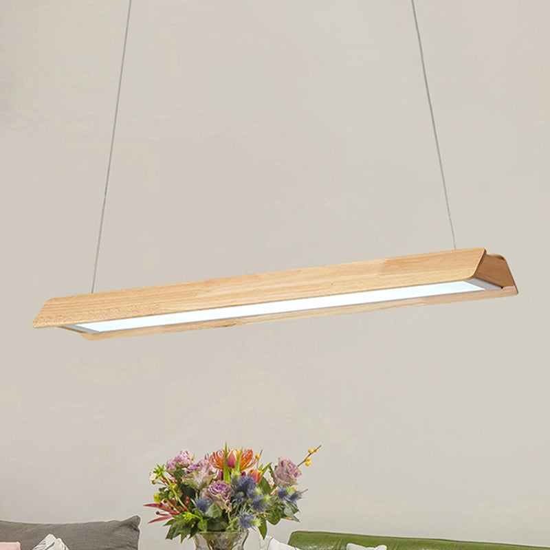 25.5"/37.5"/47" Wide Linear LED Pendant Light Fixture Modern Wood Single Light Dining Room Hanging Ceiling Light in Warm/White Light Clearhalo 'Ceiling Lights' 'Pendant Lights' 'Pendants' Lighting' 678506