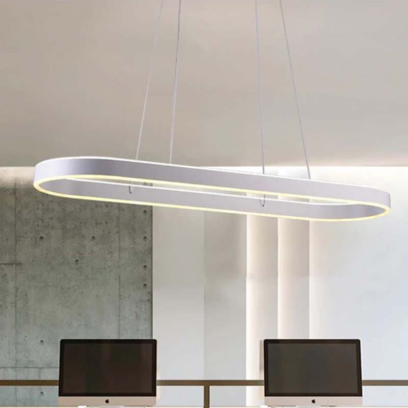 31.5"/39"/47" Wide Gold/White Oval Suspension Pendant Minimalist LED Acrylic Ceiling Light over Island in Warm/White Light Clearhalo 'Ceiling Lights' 'Modern Pendants' 'Modern' 'Pendant Lights' 'Pendants' Lighting' 678510