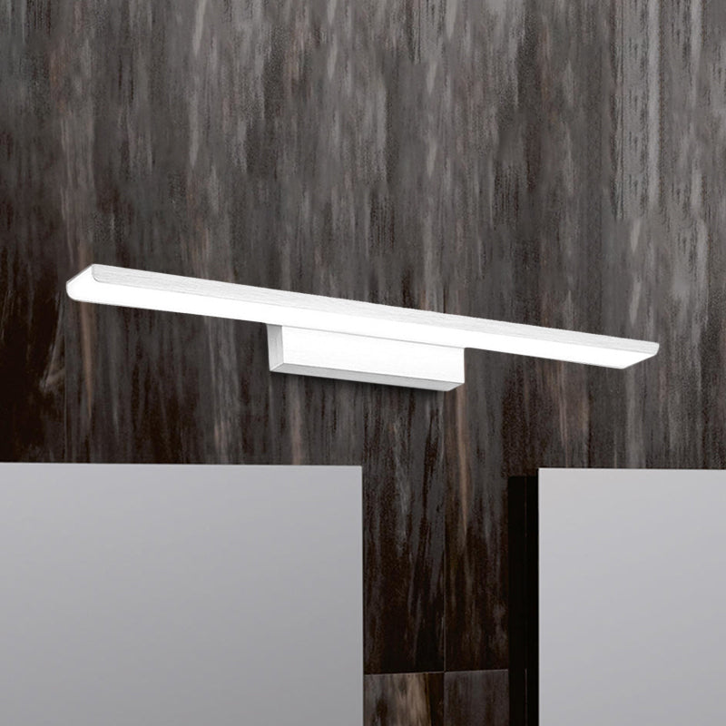 Rectangle Bathroom Wall Mounted Vanity Light Aluminum 16"/24" W LED Nordic Style Wall Lamp in Black/Silver, Warm/White Light Clearhalo 'Cast Iron' 'Glass' 'Industrial' 'Modern wall lights' 'Modern' 'Tiffany' 'Traditional wall lights' 'Vanity Lights' 'Wall Lights' Lighting' 678518