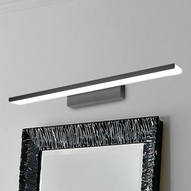 Rectangle Bathroom Wall Mounted Vanity Light Aluminum 16"/24" W LED Nordic Style Wall Lamp in Black/Silver, Warm/White Light Clearhalo 'Cast Iron' 'Glass' 'Industrial' 'Modern wall lights' 'Modern' 'Tiffany' 'Traditional wall lights' 'Vanity Lights' 'Wall Lights' Lighting' 678519