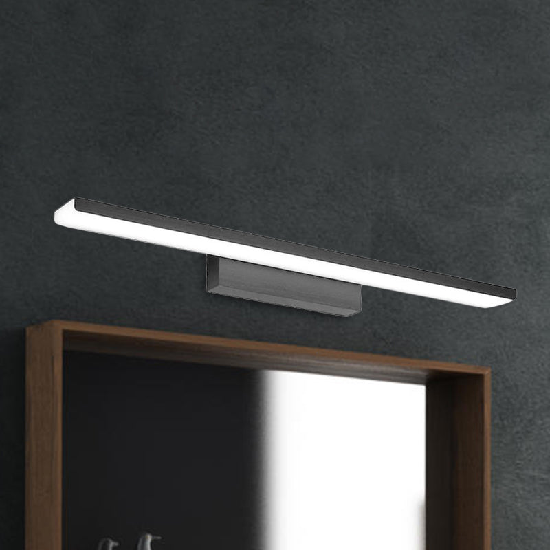 Rectangle Bathroom Wall Mounted Vanity Light Aluminum 16"/24" W LED Nordic Style Wall Lamp in Black/Silver, Warm/White Light Clearhalo 'Cast Iron' 'Glass' 'Industrial' 'Modern wall lights' 'Modern' 'Tiffany' 'Traditional wall lights' 'Vanity Lights' 'Wall Lights' Lighting' 678520