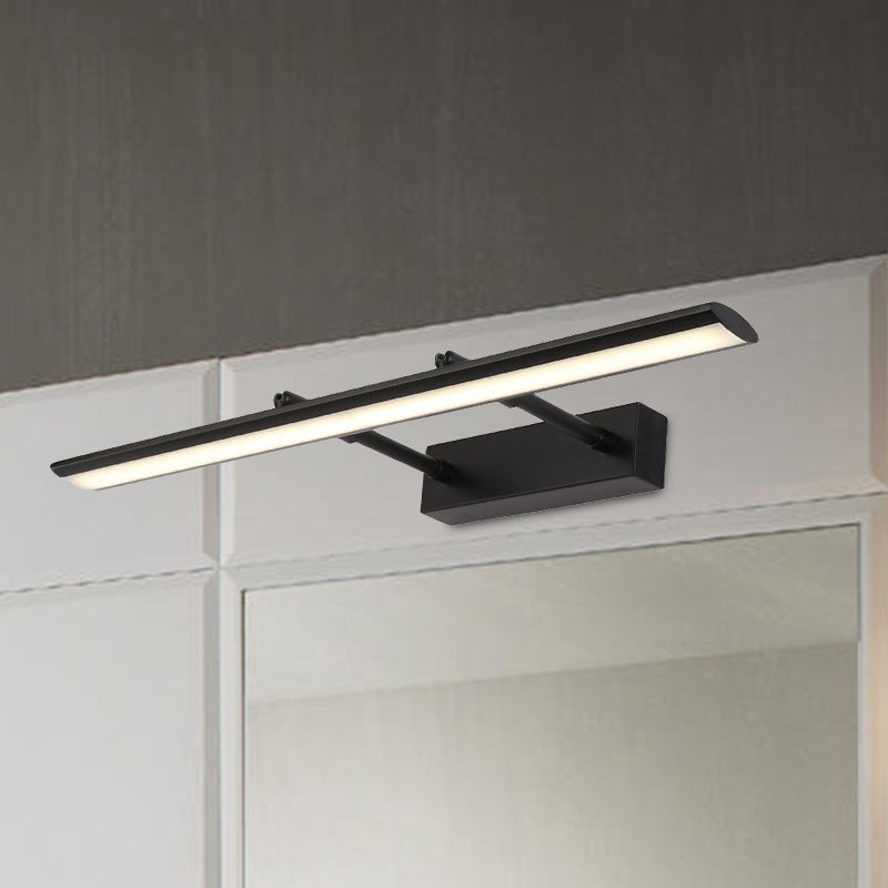 Linear Bathroom Vanity Lighting Fixture Acrylic LED Modernism Style Wall Lamp in Black/Chrome, 15"/19" Wide Clearhalo 'Cast Iron' 'Glass' 'Industrial' 'Modern wall lights' 'Modern' 'Tiffany' 'Traditional wall lights' 'Vanity Lights' 'Wall Lights' Lighting' 678533