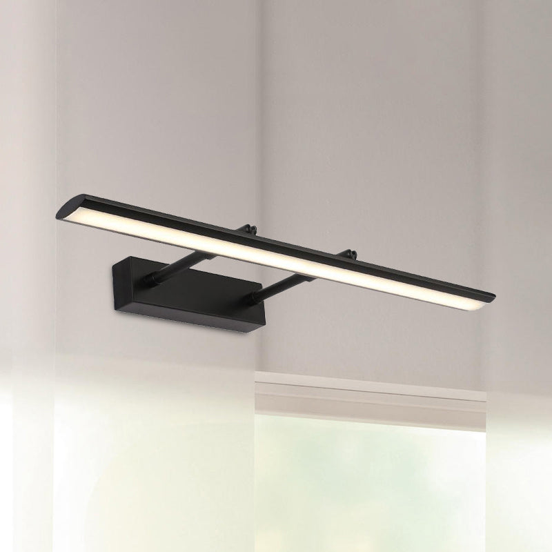Linear Bathroom Vanity Lighting Fixture Acrylic LED Modernism Style Wall Lamp in Black/Chrome, 15"/19" Wide Clearhalo 'Cast Iron' 'Glass' 'Industrial' 'Modern wall lights' 'Modern' 'Tiffany' 'Traditional wall lights' 'Vanity Lights' 'Wall Lights' Lighting' 678534