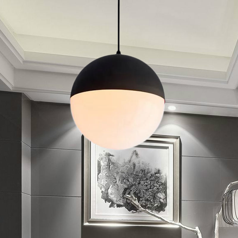 Black/Gold Sphere Pendant Lamp Modernist 1 Light Opal Glass Ceiling Light Fixture for Kitchen Clearhalo 'Ceiling Lights' 'Glass shade' 'Glass' 'Modern Pendants' 'Modern' 'Pendant Lights' 'Pendants' Lighting' 678566