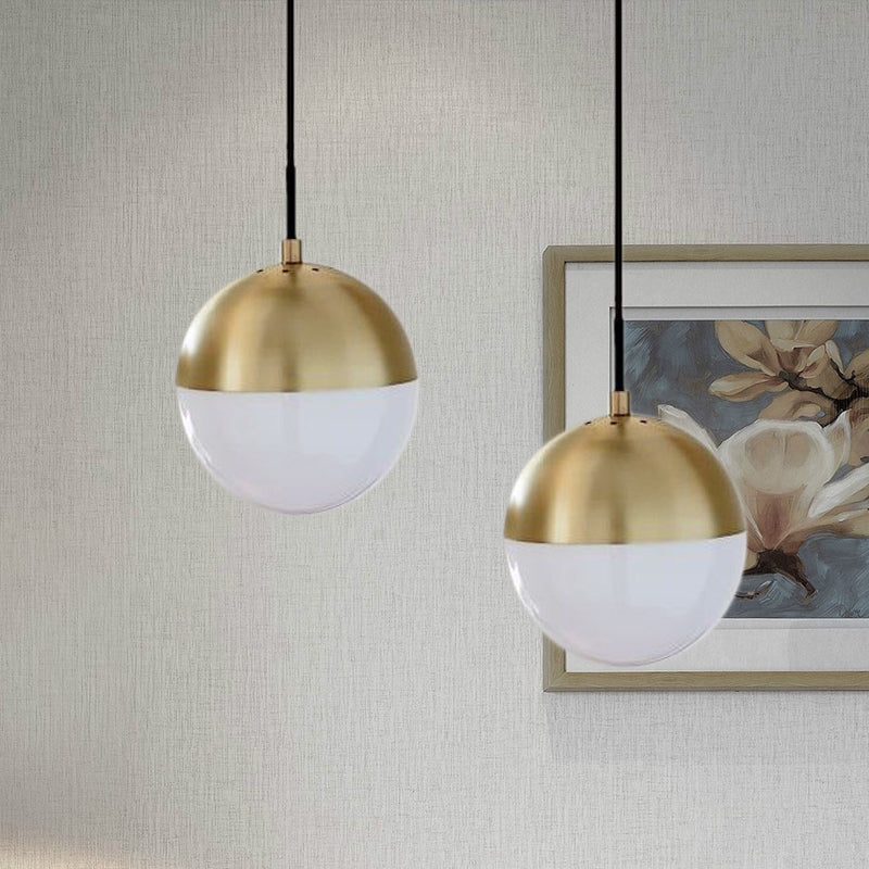 Black/Gold Sphere Pendant Lamp Modernist 1 Light Opal Glass Ceiling Light Fixture for Kitchen Clearhalo 'Ceiling Lights' 'Glass shade' 'Glass' 'Modern Pendants' 'Modern' 'Pendant Lights' 'Pendants' Lighting' 678567