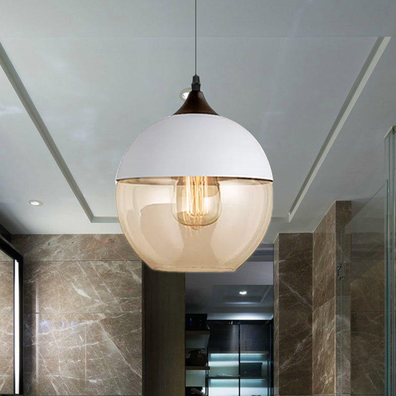 5"/7"/8" Wide Drum/Cylinder/Jar Clear/Yellow Glass Suspension Pendant Modern 1 Light White/Black Hanging Light Fixture Clearhalo 'Ceiling Lights' 'Glass shade' 'Glass' 'Modern Pendants' 'Modern' 'Pendant Lights' 'Pendants' Lighting' 678588