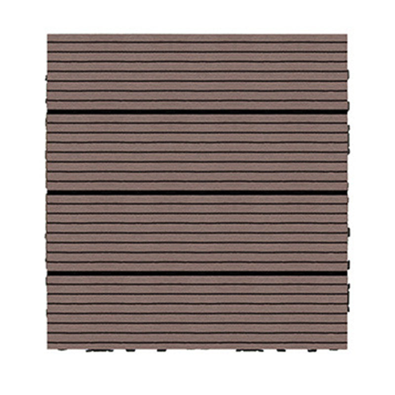 Wire Brushed Wood Floor Tile Click Lock Engineered Wood for Patio Garden Dark Coffee 12" x 12" Clearhalo 'Flooring 'Hardwood Flooring' 'hardwood_flooring' 'Home Improvement' 'home_improvement' 'home_improvement_hardwood_flooring' Walls and Ceiling' 6785955