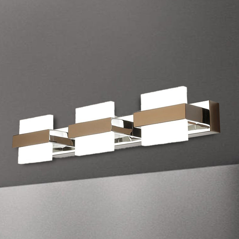 Square Vanity Wall Light Fixture Simple Acrylic LED 3/4 Lights Bathroom Mirror Lamp in White Clearhalo 'Modern wall lights' 'Modern' 'Wall Lamps & Sconces' 'Wall Lights' Lighting' 678597