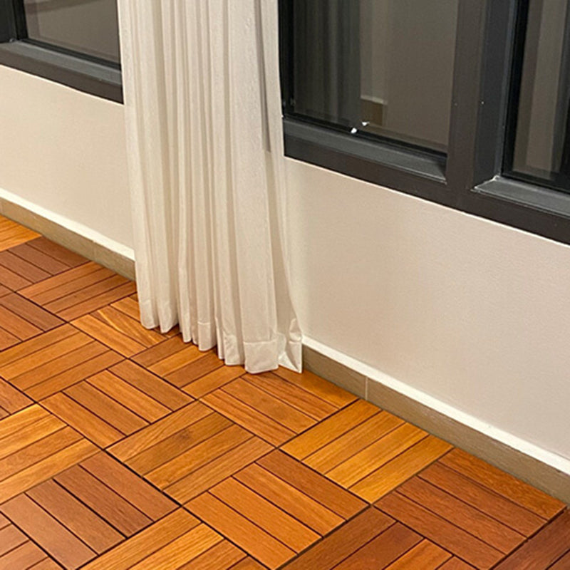 Rectangle Teak Floor Tile Water Resistant Click Lock Wooden Floor for Balcony Clearhalo 'Flooring 'Hardwood Flooring' 'hardwood_flooring' 'Home Improvement' 'home_improvement' 'home_improvement_hardwood_flooring' Walls and Ceiling' 6785983