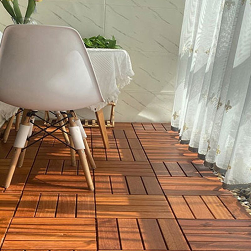 Rectangle Teak Floor Tile Water Resistant Click Lock Wooden Floor for Balcony Clearhalo 'Flooring 'Hardwood Flooring' 'hardwood_flooring' 'Home Improvement' 'home_improvement' 'home_improvement_hardwood_flooring' Walls and Ceiling' 6785987