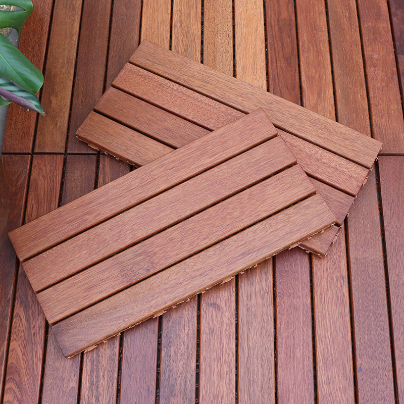 Rectangle Teak Floor Tile Water Resistant Click Lock Wooden Floor for Balcony Red Brown 1' x 2' Clearhalo 'Flooring 'Hardwood Flooring' 'hardwood_flooring' 'Home Improvement' 'home_improvement' 'home_improvement_hardwood_flooring' Walls and Ceiling' 6785991