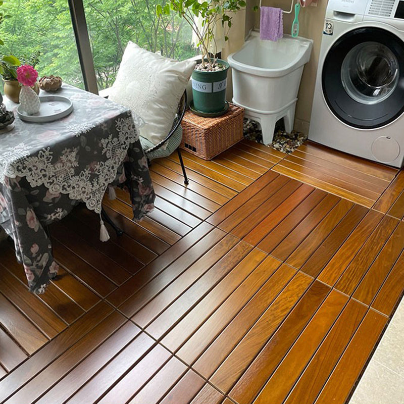 Rectangle Teak Floor Tile Water Resistant Click Lock Wooden Floor for Balcony Clearhalo 'Flooring 'Hardwood Flooring' 'hardwood_flooring' 'Home Improvement' 'home_improvement' 'home_improvement_hardwood_flooring' Walls and Ceiling' 6785998