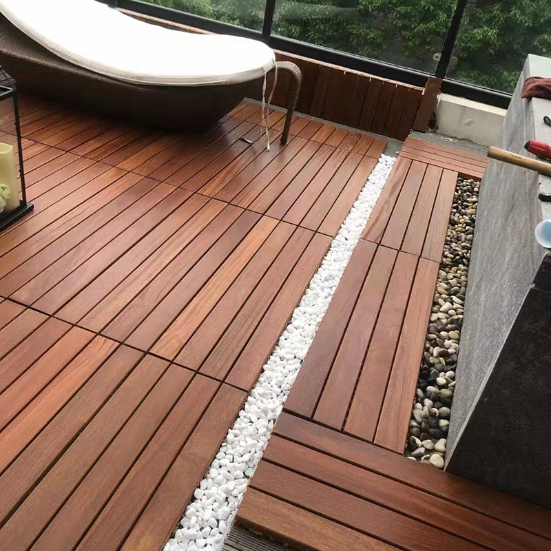 Rectangle Teak Floor Tile Water Resistant Click Lock Wooden Floor for Balcony Clearhalo 'Flooring 'Hardwood Flooring' 'hardwood_flooring' 'Home Improvement' 'home_improvement' 'home_improvement_hardwood_flooring' Walls and Ceiling' 6785999