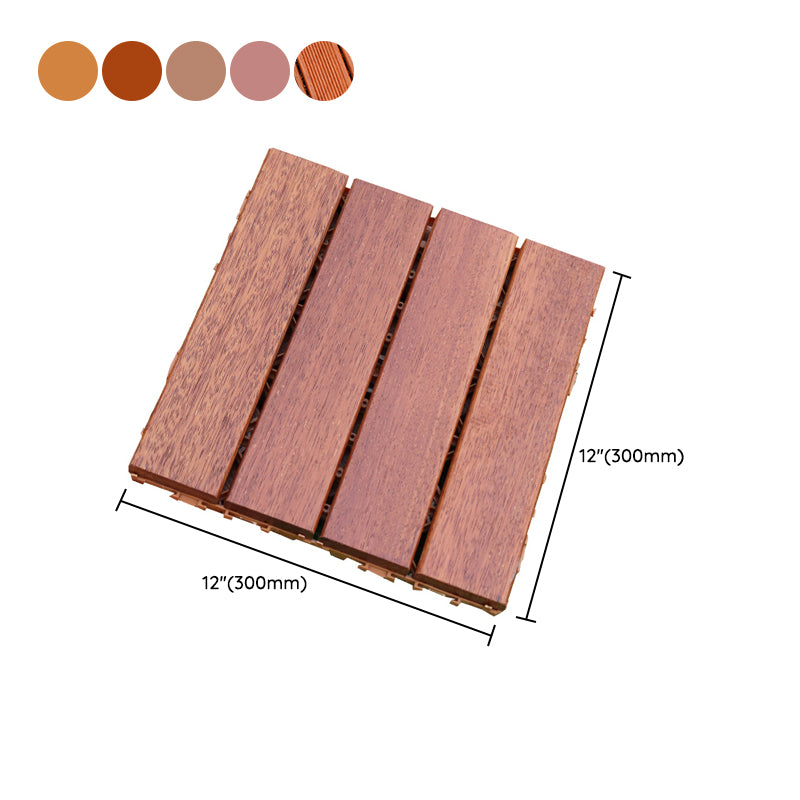 Rectangle Teak Floor Tile Water Resistant Click Lock Wooden Floor for Balcony Clearhalo 'Flooring 'Hardwood Flooring' 'hardwood_flooring' 'Home Improvement' 'home_improvement' 'home_improvement_hardwood_flooring' Walls and Ceiling' 6786002