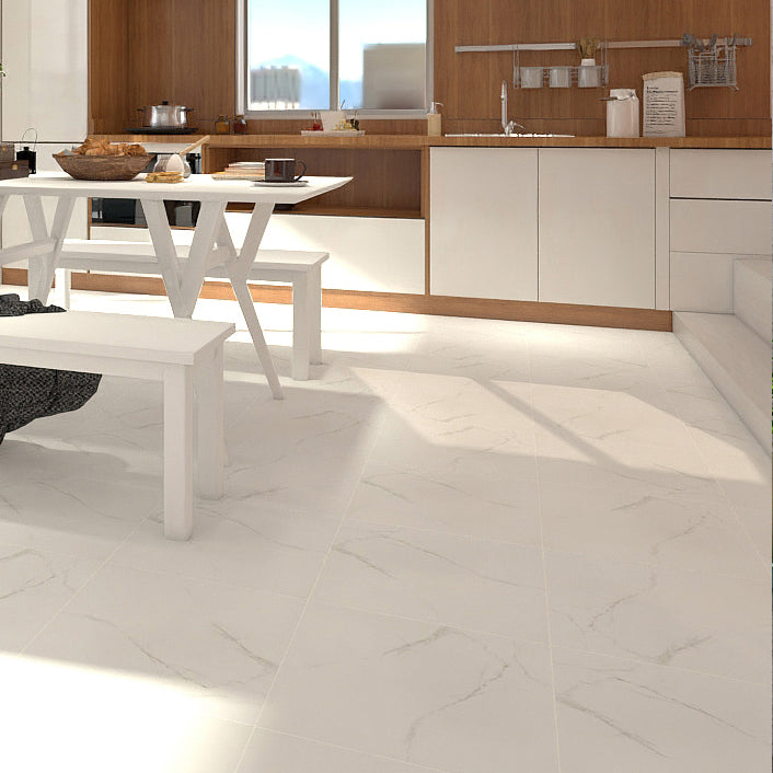 Modern Style Floor Tile Straight Edge Rectangle Stone Appearance Floor Tile White 16"L x 16"W x 0.4"H 78 Pieces Clearhalo 'Floor Tiles & Wall Tiles' 'floor_tiles_wall_tiles' 'Flooring 'Home Improvement' 'home_improvement' 'home_improvement_floor_tiles_wall_tiles' Walls and Ceiling' 6786036