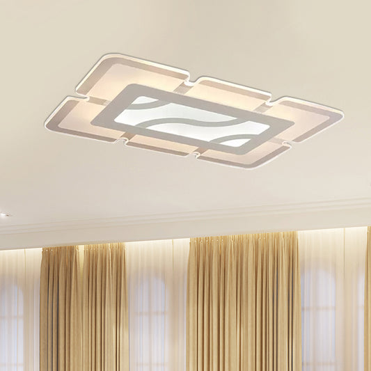 Rectangular Flush Mount Lamp Simplicity Acrylic LED 23.5"/35.5"/47" Wide White Ceiling Light in Warm/White Light Clearhalo 'Ceiling Lights' 'Close To Ceiling Lights' 'Close to ceiling' 'Flush mount' Lighting' 678603