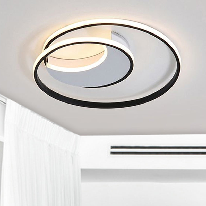 Spiral Flush Ceiling Light Simple Acrylic 16"/19.5"/23.5" Wide LED White/Black Flush Mount Lighting in Warm/White Light Clearhalo 'Ceiling Lights' 'Close To Ceiling Lights' 'Close to ceiling' 'Semi-flushmount' Lighting' 678616