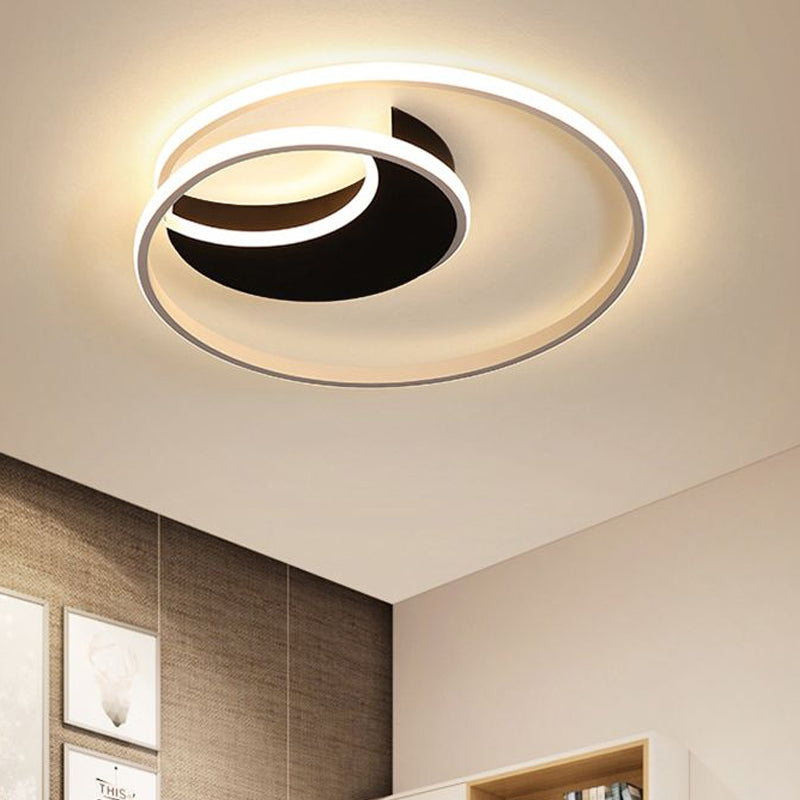 Spiral Flush Ceiling Light Simple Acrylic 16"/19.5"/23.5" Wide LED White/Black Flush Mount Lighting in Warm/White Light Clearhalo 'Ceiling Lights' 'Close To Ceiling Lights' 'Close to ceiling' 'Semi-flushmount' Lighting' 678617