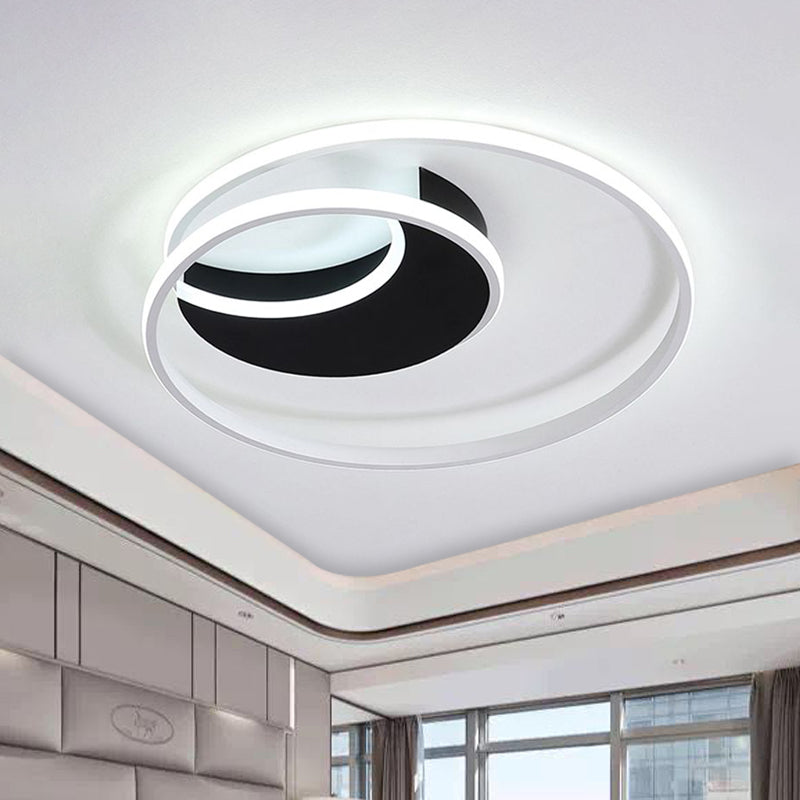 Spiral Flush Ceiling Light Simple Acrylic 16"/19.5"/23.5" Wide LED White/Black Flush Mount Lighting in Warm/White Light Clearhalo 'Ceiling Lights' 'Close To Ceiling Lights' 'Close to ceiling' 'Semi-flushmount' Lighting' 678619