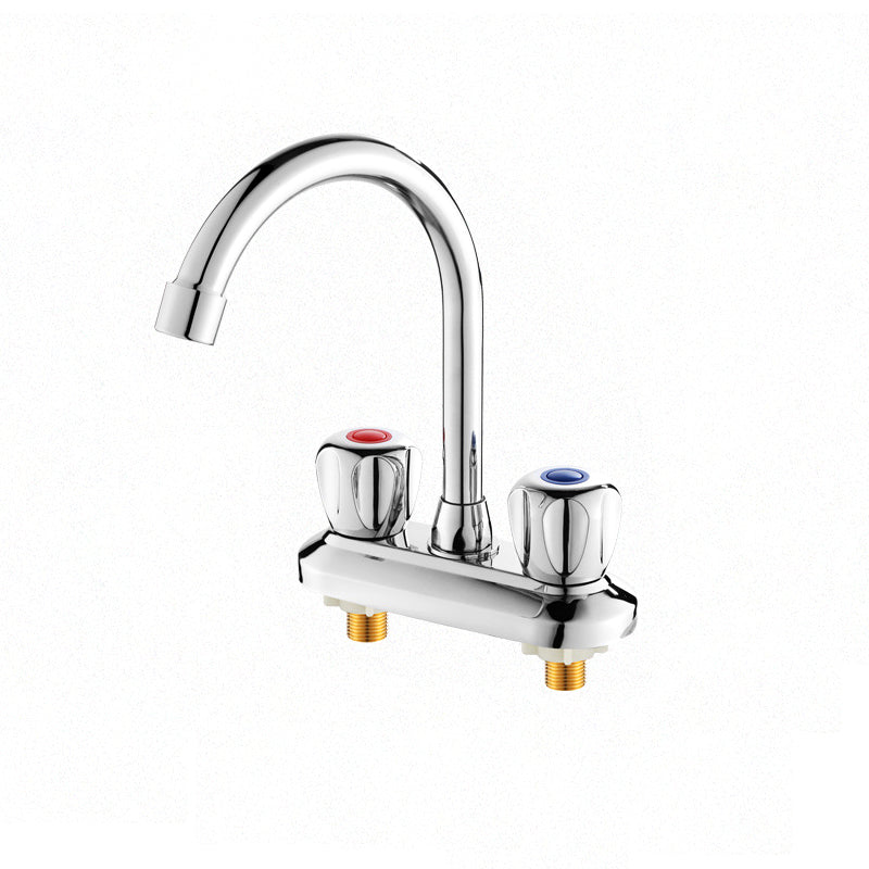 Knob Handle Brass Faucet High-Arc Swivel Vessel Faucet for Bathroom Chrome Clearhalo 'Bathroom Remodel & Bathroom Fixtures' 'Bathroom Sink Faucets' 'Bathroom Sinks & Faucet Components' 'bathroom_sink_faucets' 'Home Improvement' 'home_improvement' 'home_improvement_bathroom_sink_faucets' 6786444