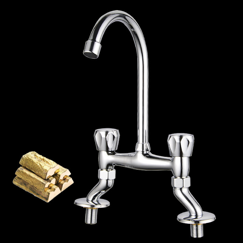 Contemporary Widespread Sink Faucet Knob Handle Gooseneck Arc Solid Brass Faucet Clearhalo 'Bathroom Remodel & Bathroom Fixtures' 'Bathroom Sink Faucets' 'Bathroom Sinks & Faucet Components' 'bathroom_sink_faucets' 'Home Improvement' 'home_improvement' 'home_improvement_bathroom_sink_faucets' 6786457