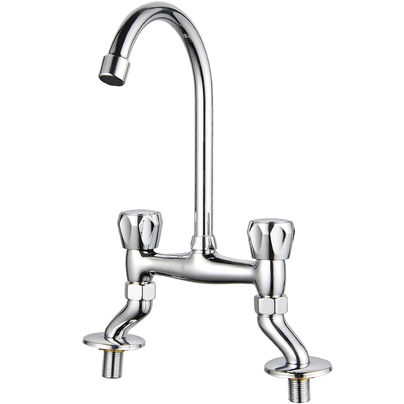 Contemporary Widespread Sink Faucet Knob Handle Gooseneck Arc Solid Brass Faucet Clearhalo 'Bathroom Remodel & Bathroom Fixtures' 'Bathroom Sink Faucets' 'Bathroom Sinks & Faucet Components' 'bathroom_sink_faucets' 'Home Improvement' 'home_improvement' 'home_improvement_bathroom_sink_faucets' 6786463