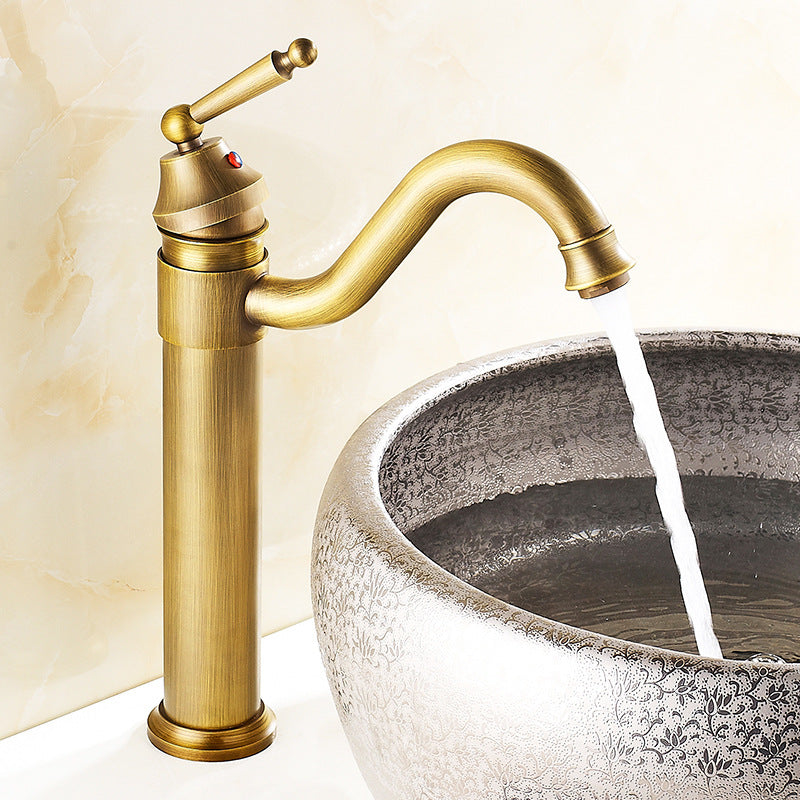 Lever Handle Basin Lavatory Faucet Farmhouse Circular Bathroom Faucet Bronce 12.6" Clearhalo 'bathroom_sink_faucets' 'Conjunta de Baño y Conjunta de Grifo' 'Coronamiento de Baño y Dispositivo de Baño' 'Grifo del lavabo del baño' 'Hogar' 'home_improvement' 'home_improvement_bathroom_sink_faucets' 'Mejoras para el hogar' 6786487