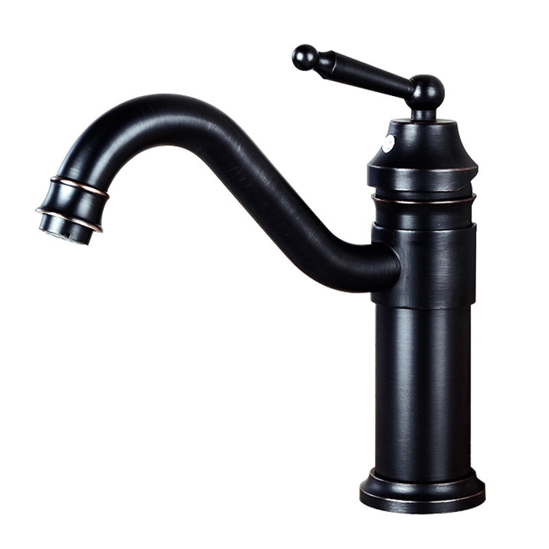 Lever Handle Basin Lavatory Faucet Farmhouse Circular Bathroom Faucet Negro 9.1" Clearhalo 'bathroom_sink_faucets' 'Conjunta de Baño y Conjunta de Grifo' 'Coronamiento de Baño y Dispositivo de Baño' 'Grifo del lavabo del baño' 'Hogar' 'home_improvement' 'home_improvement_bathroom_sink_faucets' 'Mejoras para el hogar' 6786491