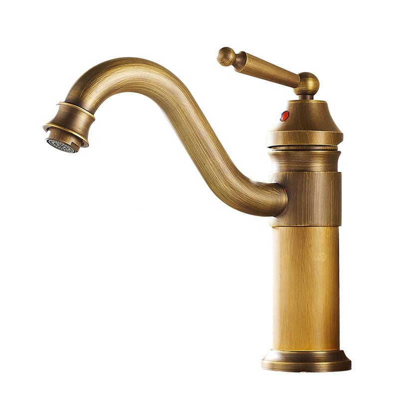 Lever Handle Basin Lavatory Faucet Farmhouse Circular Bathroom Faucet Bronce 9.1" Clearhalo 'bathroom_sink_faucets' 'Conjunta de Baño y Conjunta de Grifo' 'Coronamiento de Baño y Dispositivo de Baño' 'Grifo del lavabo del baño' 'Hogar' 'home_improvement' 'home_improvement_bathroom_sink_faucets' 'Mejoras para el hogar' 6786493