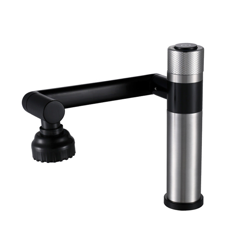 Modern Vessel Faucet Stainless Steel Single Handle Bendable Vessel Faucet Silver Black Clearhalo 'Accueil' 'Amélioration Domiciliaire' 'bathroom_sink_faucets' 'Ensembles de Lavabo & de Robinet de Toilette' 'home_improvement' 'home_improvement_bathroom_sink_faucets' 'Robinet de Lavabo de Salle de Bain' 'Rénovation et Équipement de Salle de Bain' 6786505