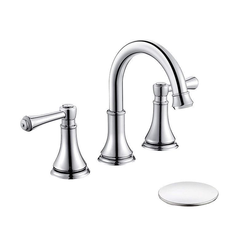 Modern Sink Faucet Widespread Faucet with 2 Handles and 3 Holes Silver Clearhalo 'Bathroom Remodel & Bathroom Fixtures' 'Bathroom Sink Faucets' 'Bathroom Sinks & Faucet Components' 'bathroom_sink_faucets' 'Home Improvement' 'home_improvement' 'home_improvement_bathroom_sink_faucets' 6786550