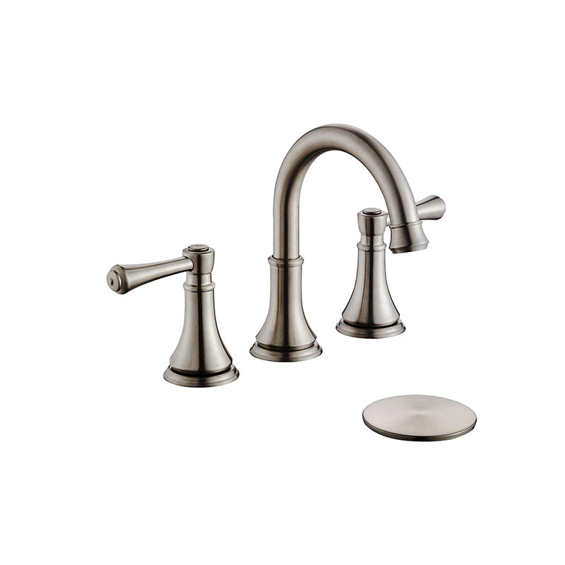 Modern Sink Faucet Widespread Faucet with 2 Handles and 3 Holes Silver Gray Clearhalo 'Bathroom Remodel & Bathroom Fixtures' 'Bathroom Sink Faucets' 'Bathroom Sinks & Faucet Components' 'bathroom_sink_faucets' 'Home Improvement' 'home_improvement' 'home_improvement_bathroom_sink_faucets' 6786552