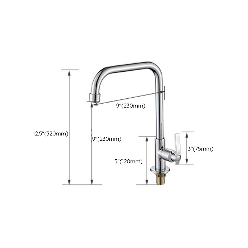 Contemporary Single Handle Faucet Standard Kitchen Faucet Pull down 1-Hold Water Filler Clearhalo 'Home Improvement' 'home_improvement' 'home_improvement_kitchen_faucets' 'Kitchen Faucets' 'Kitchen Remodel & Kitchen Fixtures' 'Kitchen Sinks & Faucet Components' 'kitchen_faucets' 6786614