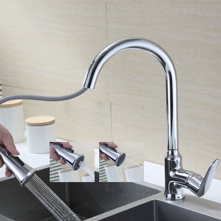 Modern Kitchen Faucet Single Handle Water Faucet with Pull out Sprayer Clearhalo 'Home Improvement' 'home_improvement' 'home_improvement_kitchen_faucets' 'Kitchen Faucets' 'Kitchen Remodel & Kitchen Fixtures' 'Kitchen Sinks & Faucet Components' 'kitchen_faucets' 6786683