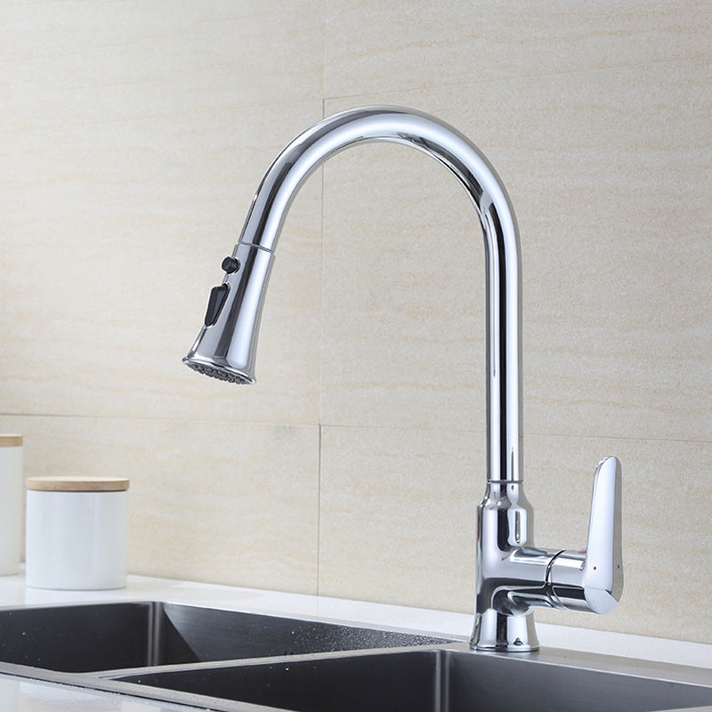 Modern Kitchen Faucet Single Handle Water Faucet with Pull out Sprayer Clearhalo 'Home Improvement' 'home_improvement' 'home_improvement_kitchen_faucets' 'Kitchen Faucets' 'Kitchen Remodel & Kitchen Fixtures' 'Kitchen Sinks & Faucet Components' 'kitchen_faucets' 6786685