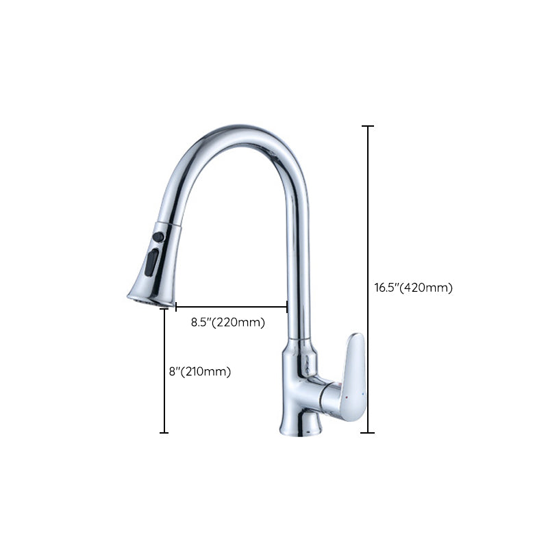 Modern Kitchen Faucet Single Handle Water Faucet with Pull out Sprayer Clearhalo 'Home Improvement' 'home_improvement' 'home_improvement_kitchen_faucets' 'Kitchen Faucets' 'Kitchen Remodel & Kitchen Fixtures' 'Kitchen Sinks & Faucet Components' 'kitchen_faucets' 6786693