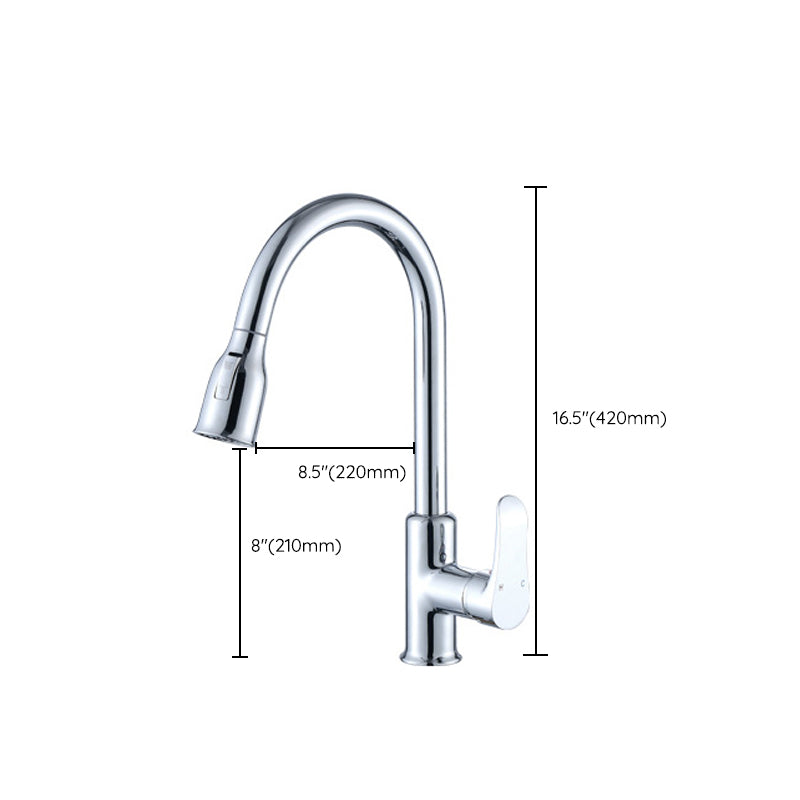 Modern Kitchen Faucet Single Handle Water Faucet with Pull out Sprayer Clearhalo 'Home Improvement' 'home_improvement' 'home_improvement_kitchen_faucets' 'Kitchen Faucets' 'Kitchen Remodel & Kitchen Fixtures' 'Kitchen Sinks & Faucet Components' 'kitchen_faucets' 6786694