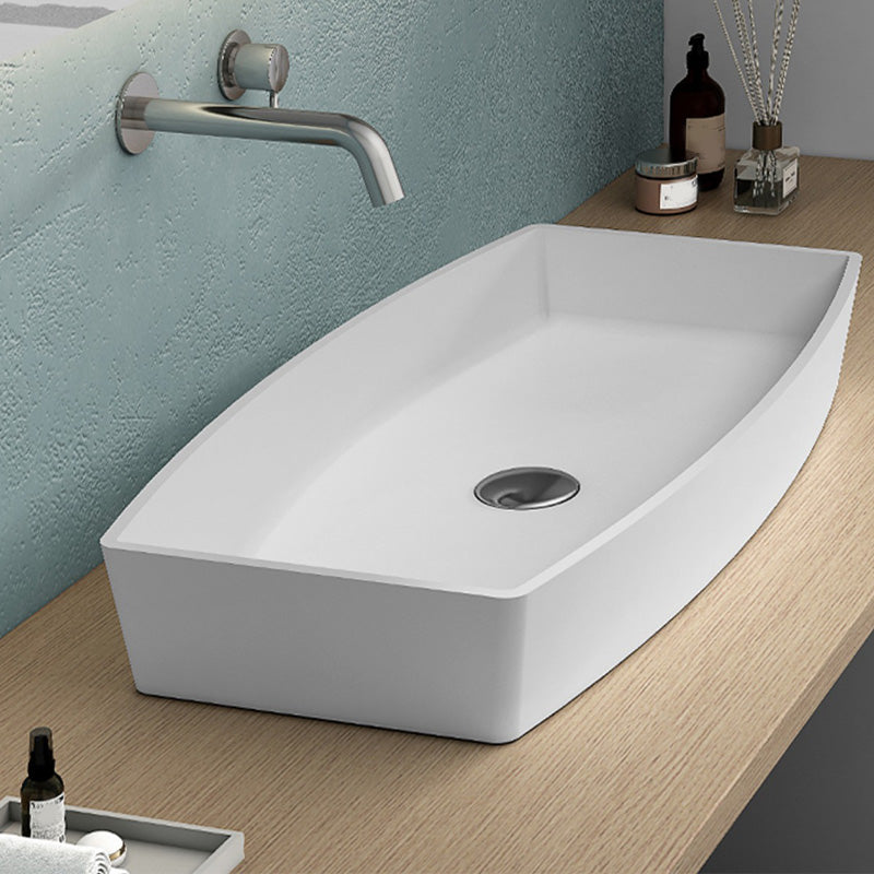 Modern Bathroom Sink Man Made Rock Rectangular Vessel Lavatory Sink(Not Included Faucet) Clearhalo 'Bathroom Remodel & Bathroom Fixtures' 'Bathroom Sinks & Faucet Components' 'Bathroom Sinks' 'bathroom_sink' 'Home Improvement' 'home_improvement' 'home_improvement_bathroom_sink' 6786901