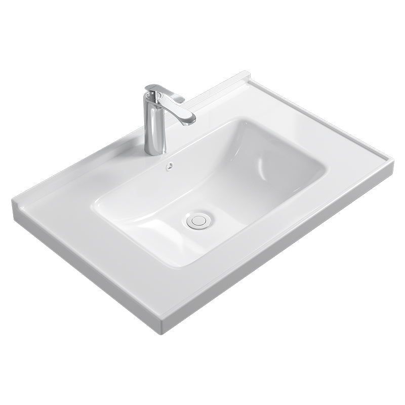 Contemporary Bathroom Sink Rectangular Porcelain Drop-in Bathroom Sink with Pop-Up Drain Clearhalo 'Bathroom Remodel & Bathroom Fixtures' 'Bathroom Sinks & Faucet Components' 'Bathroom Sinks' 'bathroom_sink' 'Home Improvement' 'home_improvement' 'home_improvement_bathroom_sink' 6786916