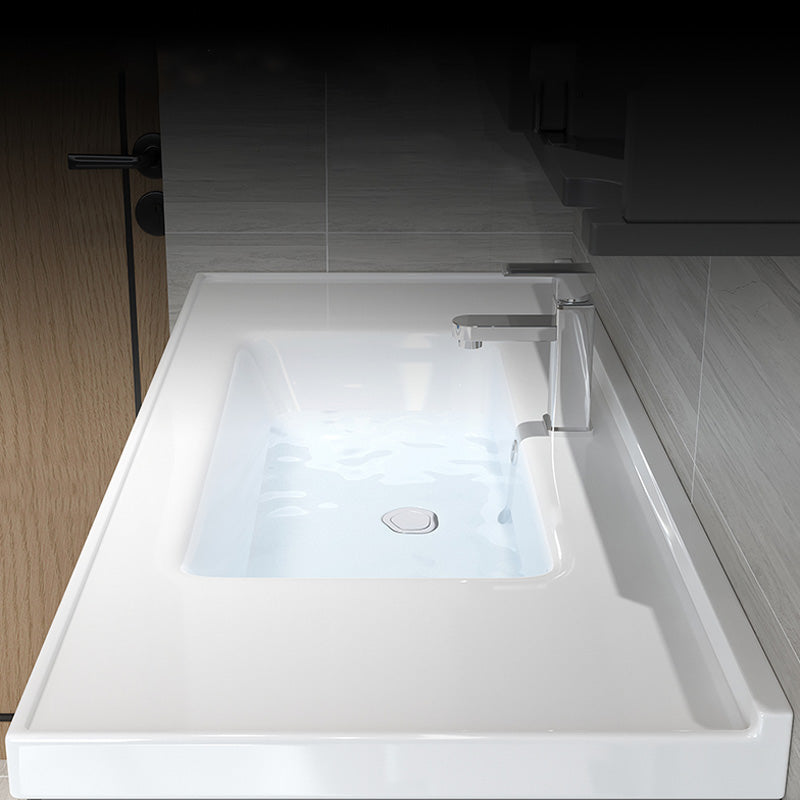 Contemporary Bathroom Sink Rectangular Porcelain Drop-in Bathroom Sink with Pop-Up Drain Clearhalo 'Bathroom Remodel & Bathroom Fixtures' 'Bathroom Sinks & Faucet Components' 'Bathroom Sinks' 'bathroom_sink' 'Home Improvement' 'home_improvement' 'home_improvement_bathroom_sink' 6786918