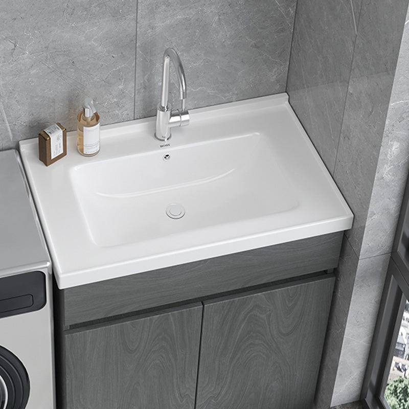 Contemporary Bathroom Sink Rectangular Porcelain Drop-in Bathroom Sink with Pop-Up Drain Clearhalo 'Bathroom Remodel & Bathroom Fixtures' 'Bathroom Sinks & Faucet Components' 'Bathroom Sinks' 'bathroom_sink' 'Home Improvement' 'home_improvement' 'home_improvement_bathroom_sink' 6786932