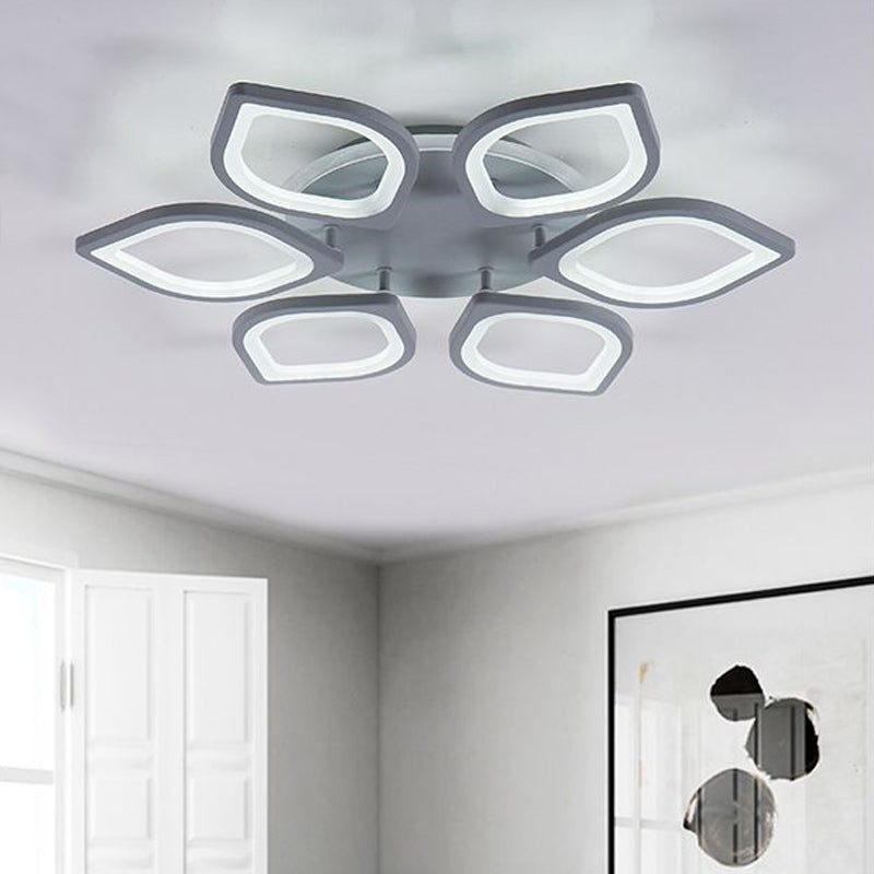 Gray Flower LED Ceiling Mount Light Modern Acrylic Neutral/Warm/White Flushmount Light for Dining Room Clearhalo 'Ceiling Lights' 'Close To Ceiling Lights' 'Close to ceiling' 'Semi-flushmount' Lighting' 678698