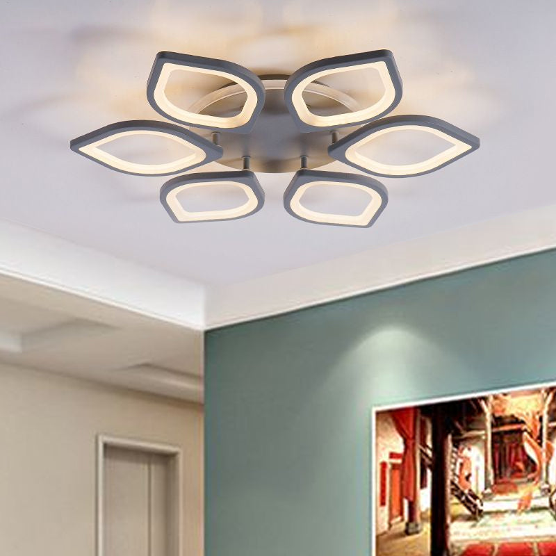 Gray Flower LED Ceiling Mount Light Modern Acrylic Neutral/Warm/White Flushmount Light for Dining Room Clearhalo 'Ceiling Lights' 'Close To Ceiling Lights' 'Close to ceiling' 'Semi-flushmount' Lighting' 678699