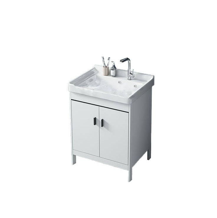 Gorgeous Metal Vanity Cabinet Freestanding Standard Open Console with Sink Set Vanity & Faucet 24"L x 18.9"W x 31.9"H Clearhalo 'Bathroom Remodel & Bathroom Fixtures' 'Bathroom Vanities' 'bathroom_vanities' 'Home Improvement' 'home_improvement' 'home_improvement_bathroom_vanities' 6787013