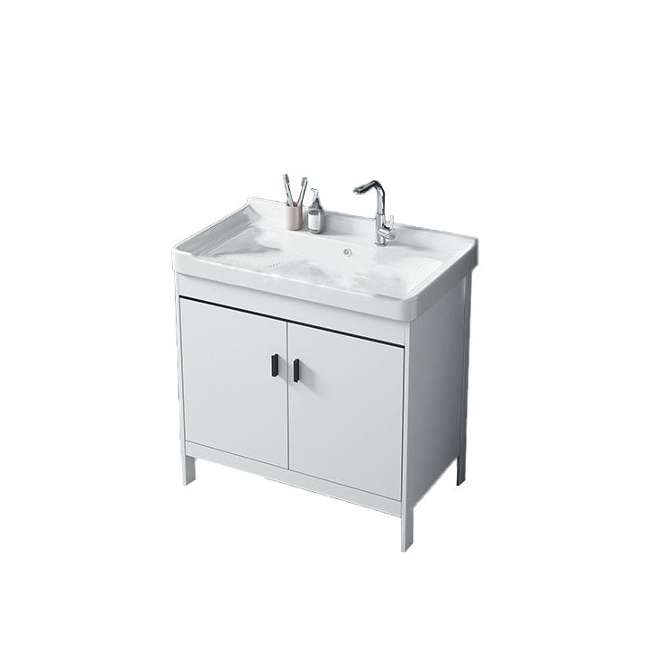 Gorgeous Metal Vanity Cabinet Freestanding Standard Open Console with Sink Set Vanity & Faucet Clearhalo 'Bathroom Remodel & Bathroom Fixtures' 'Bathroom Vanities' 'bathroom_vanities' 'Home Improvement' 'home_improvement' 'home_improvement_bathroom_vanities' 6787015