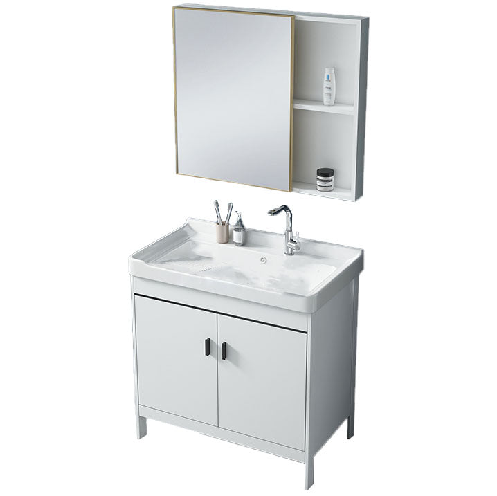 Gorgeous Metal Vanity Cabinet Freestanding Standard Open Console with Sink Set Vanity & Faucet & Mirror Cabinet Clearhalo 'Bathroom Remodel & Bathroom Fixtures' 'Bathroom Vanities' 'bathroom_vanities' 'Home Improvement' 'home_improvement' 'home_improvement_bathroom_vanities' 6787016