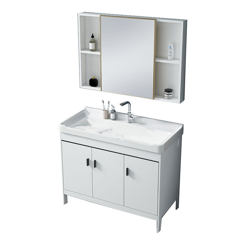 Gorgeous Metal Vanity Cabinet Freestanding Standard Open Console with Sink Set Vanity & Faucet & Mirror Cabinet Clearhalo 'Bathroom Remodel & Bathroom Fixtures' 'Bathroom Vanities' 'bathroom_vanities' 'Home Improvement' 'home_improvement' 'home_improvement_bathroom_vanities' 6787018