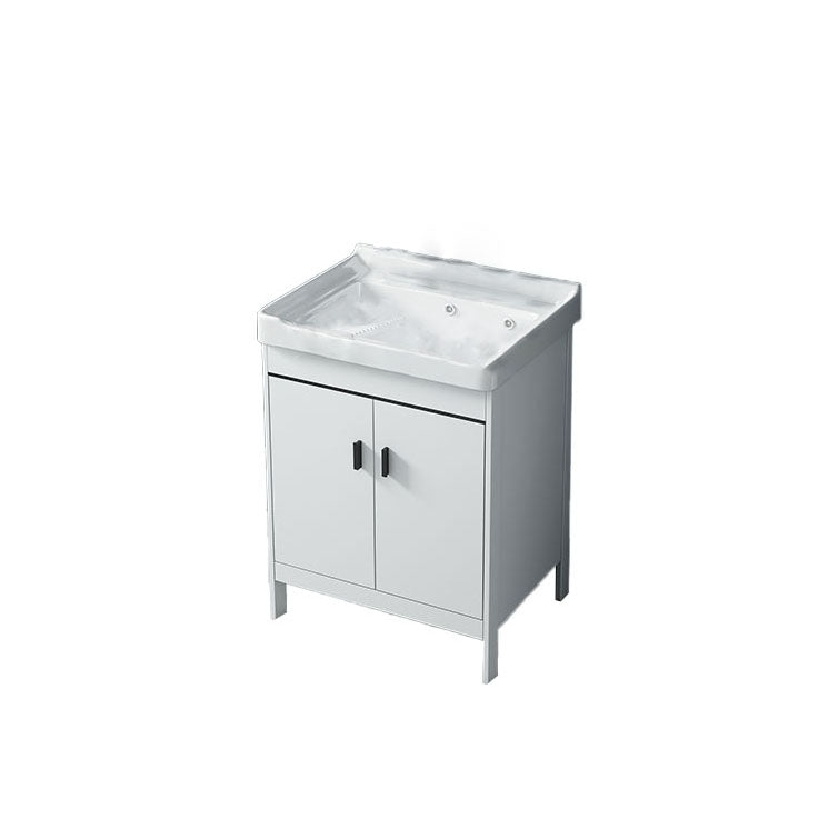 Gorgeous Metal Vanity Cabinet Freestanding Standard Open Console with Sink Set Bathroom Vanity 24"L x 18.9"W x 31.9"H Clearhalo 'Bathroom Remodel & Bathroom Fixtures' 'Bathroom Vanities' 'bathroom_vanities' 'Home Improvement' 'home_improvement' 'home_improvement_bathroom_vanities' 6787019